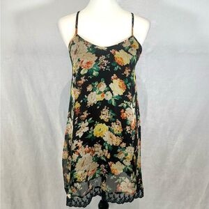 LF Charms Fashion vintage black strappy back lace lined sundress size XS